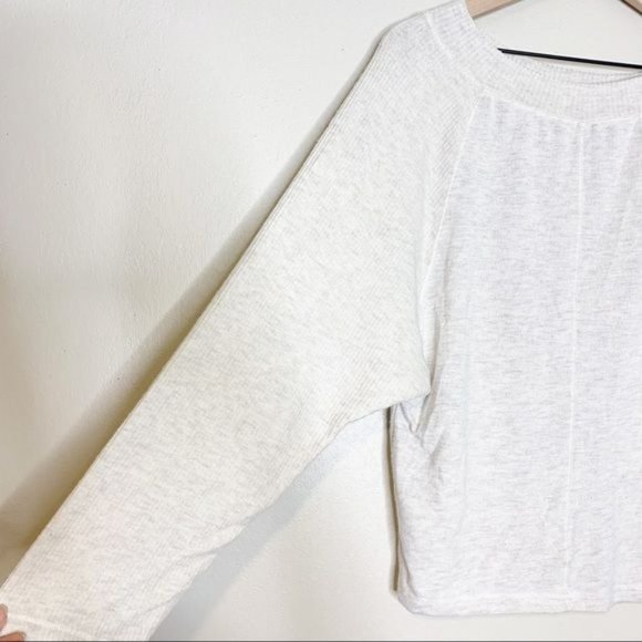 NWT Treasure & Bond Oatmeal Ribbed Long Raglan Sleeve Boat Neck Top Small - Picture 7 of 12